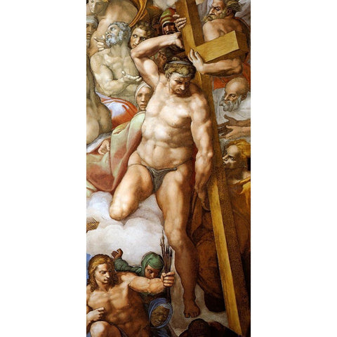 Detail From The Last Judgement 23 White Modern Wood Framed Art Print by Michelangelo