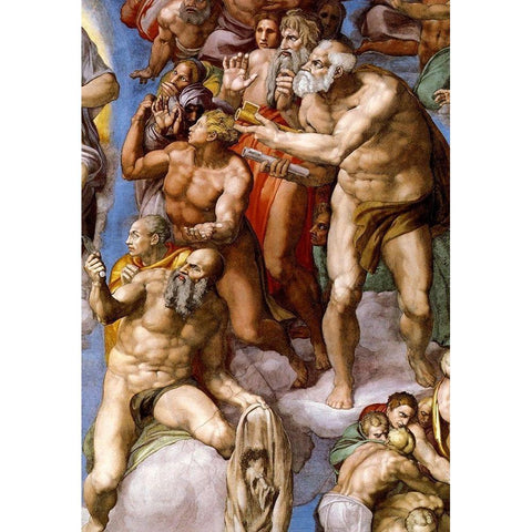 Detail From The Last Judgement 25 White Modern Wood Framed Art Print by Michelangelo