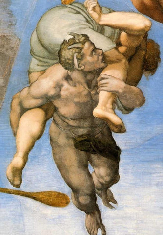 Detail From The Last Judgement 27 White Modern Wood Framed Art Print with Double Matting by Michelangelo