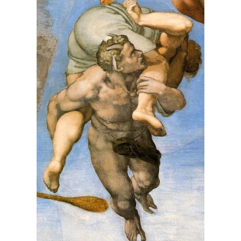 Detail From The Last Judgement 27 White Modern Wood Framed Art Print by Michelangelo