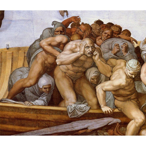 Detail From The Last Judgement 28 Black Modern Wood Framed Art Print with Double Matting by Michelangelo