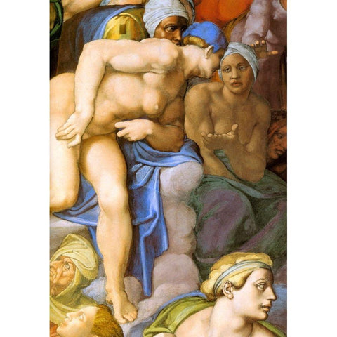 Detail From The Last Judgement 29 Black Modern Wood Framed Art Print with Double Matting by Michelangelo