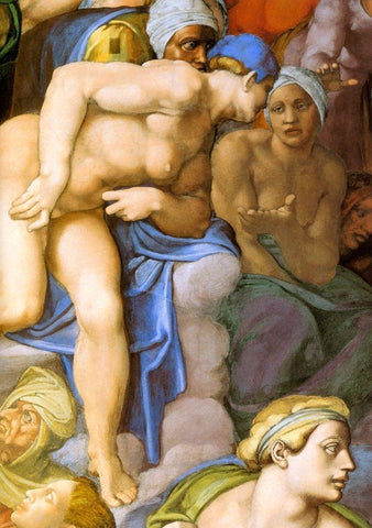 Detail From The Last Judgement 29 White Modern Wood Framed Art Print with Double Matting by Michelangelo