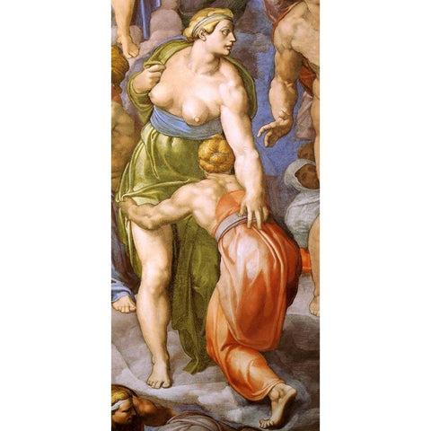 Detail From The Last Judgement 31 White Modern Wood Framed Art Print by Michelangelo