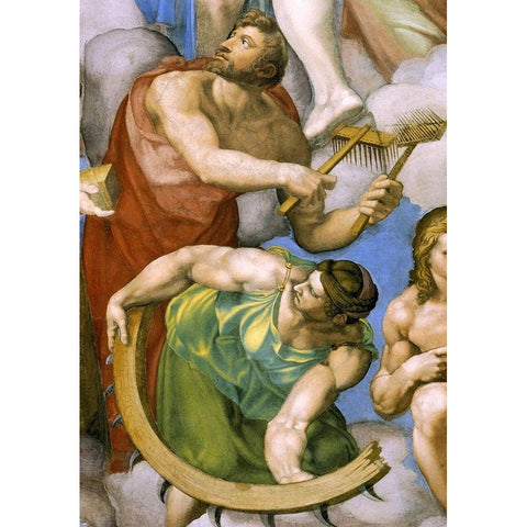 Detail From The Last Judgement 32 White Modern Wood Framed Art Print by Michelangelo