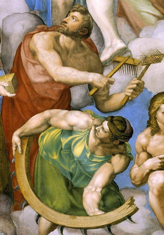 Detail From The Last Judgement 32 White Modern Wood Framed Art Print with Double Matting by Michelangelo