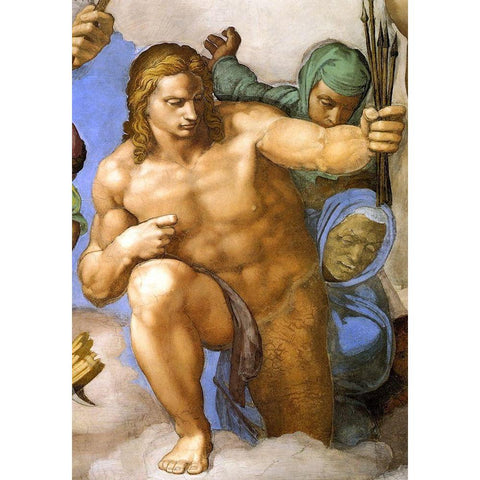 Detail From The Last Judgement 33 White Modern Wood Framed Art Print by Michelangelo