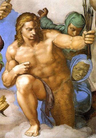 Detail From The Last Judgement 33 White Modern Wood Framed Art Print with Double Matting by Michelangelo