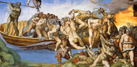 Detail From The Last Judgement 34 White Modern Wood Framed Art Print with Double Matting by Michelangelo