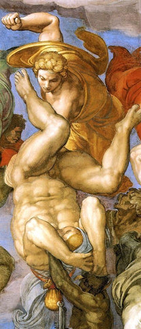 Detail From The Last Judgement 35 White Modern Wood Framed Art Print with Double Matting by Michelangelo