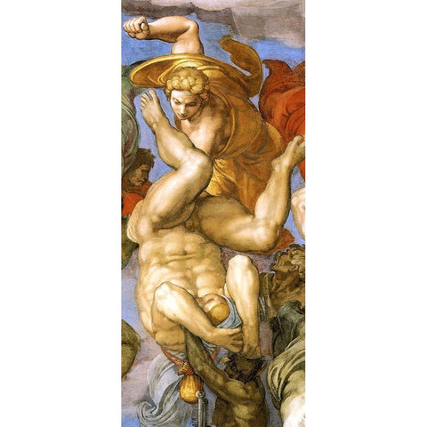 Detail From The Last Judgement 35 White Modern Wood Framed Art Print by Michelangelo