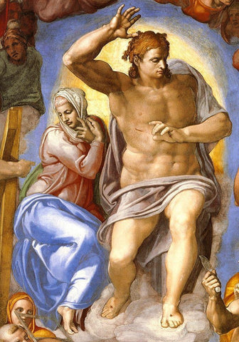 Detail From The Last Judgement 4 White Modern Wood Framed Art Print with Double Matting by Michelangelo