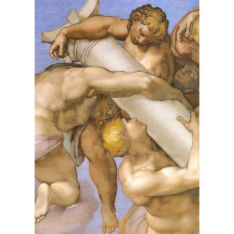 Detail From The Last Judgement (1) White Modern Wood Framed Art Print by Michelangelo