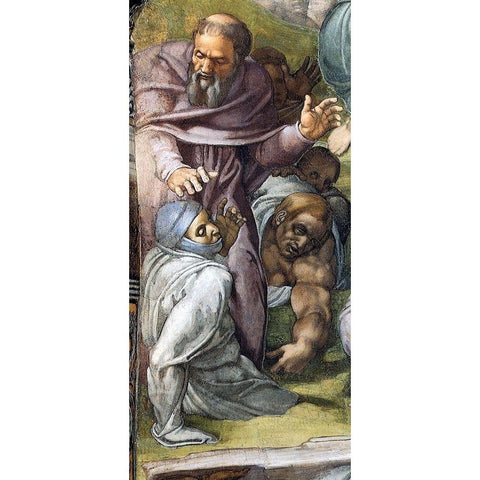 Detail From The Last Judgement (A Tonsured Priest) Black Modern Wood Framed Art Print with Double Matting by Michelangelo