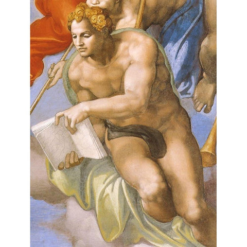 Detail From The Last Judgement (Angel) White Modern Wood Framed Art Print by Michelangelo