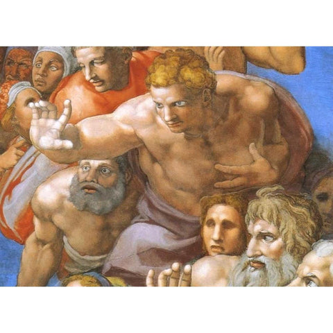 Detail From The Last Judgement - Christ Gold Ornate Wood Framed Art Print with Double Matting by Michelangelo