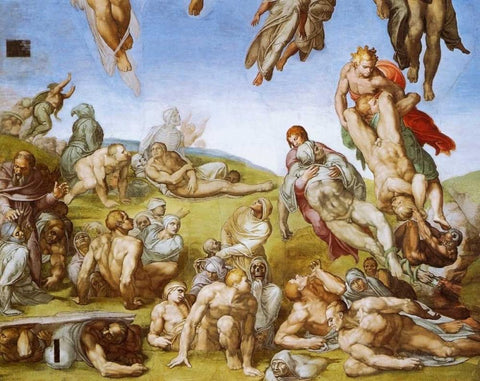 Detail From The Last Judgement - Resurrection Of The Dead White Modern Wood Framed Art Print with Double Matting by Michelangelo