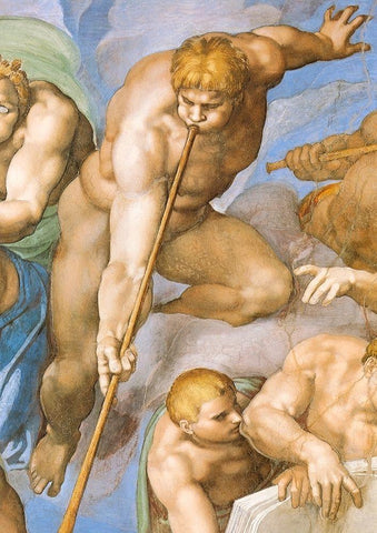 Detail From The Last Judgement (Resurrection Of The Dead) White Modern Wood Framed Art Print with Double Matting by Michelangelo