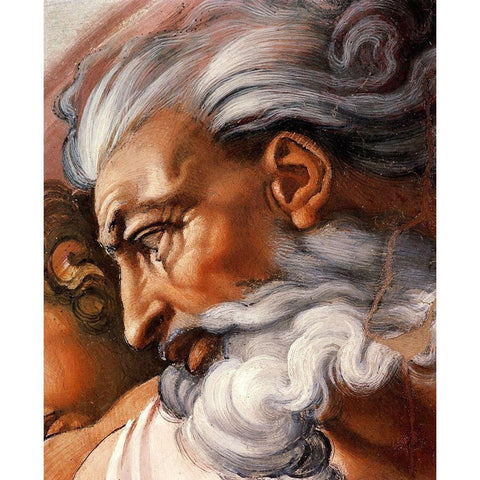 Head Of God-3 Black Modern Wood Framed Art Print with Double Matting by Michelangelo