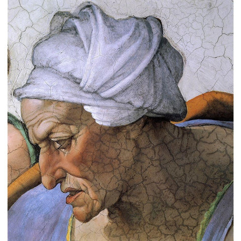 The Cumean Sibyl (detail) Black Modern Wood Framed Art Print with Double Matting by Michelangelo