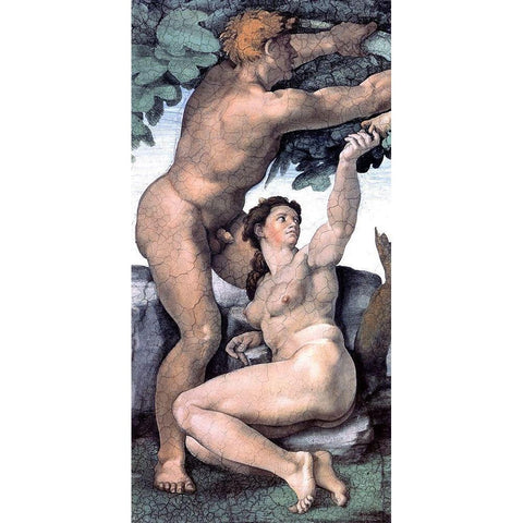 The Last Judgement (detail 36)-4 White Modern Wood Framed Art Print by Michelangelo