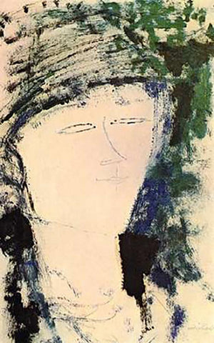 Beatrice Hastings Black Ornate Wood Framed Art Print with Double Matting by Modigliani, Amedeo