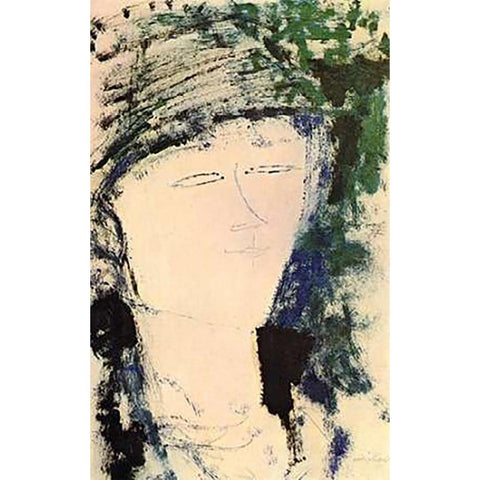 Beatrice Hastings Gold Ornate Wood Framed Art Print with Double Matting by Modigliani, Amedeo