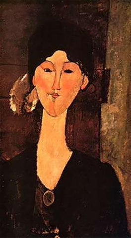 Beatrice Hastings 0 White Modern Wood Framed Art Print with Double Matting by Modigliani, Amedeo
