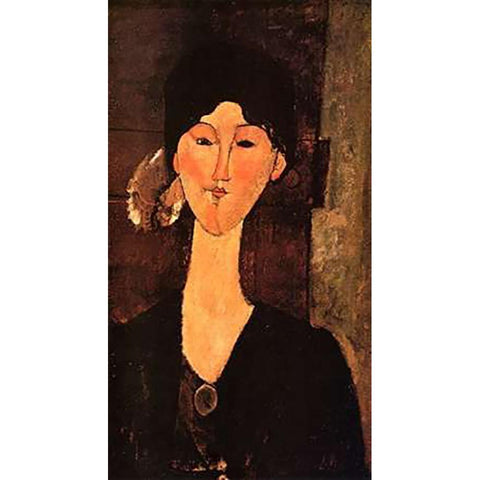 Beatrice Hastings 0 White Modern Wood Framed Art Print by Modigliani, Amedeo
