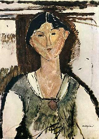 Beatrice Hastings 1915 White Modern Wood Framed Art Print with Double Matting by Modigliani, Amedeo