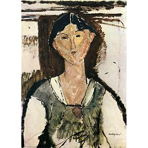 Beatrice Hastings 1915 Black Modern Wood Framed Art Print by Modigliani, Amedeo