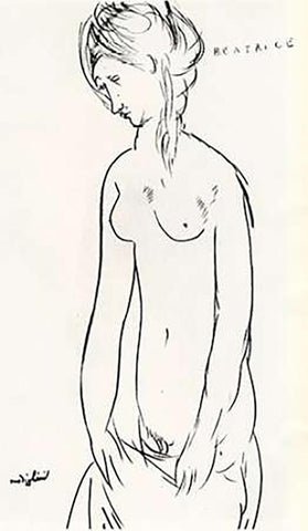 Beatrice Hastings Nude White Modern Wood Framed Art Print with Double Matting by Modigliani, Amedeo