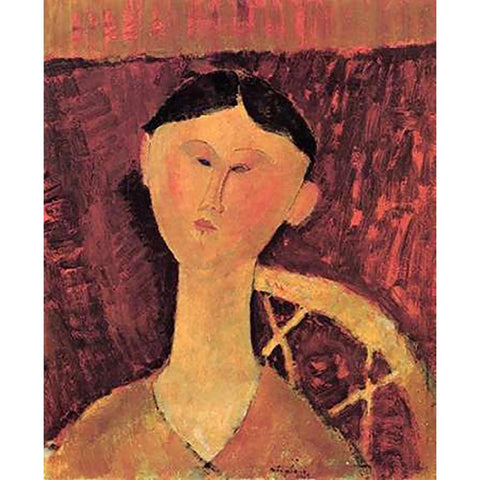 Beatrice Hastings X Gold Ornate Wood Framed Art Print with Double Matting by Modigliani, Amedeo