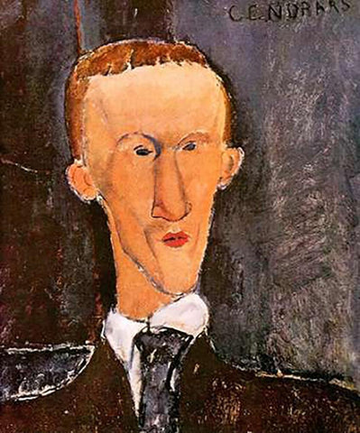 Blaise Cendrars White Modern Wood Framed Art Print with Double Matting by Modigliani, Amedeo