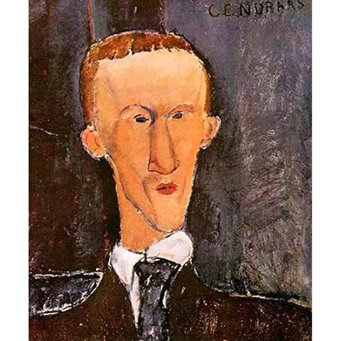 Blaise Cendrars Black Modern Wood Framed Art Print by Modigliani, Amedeo