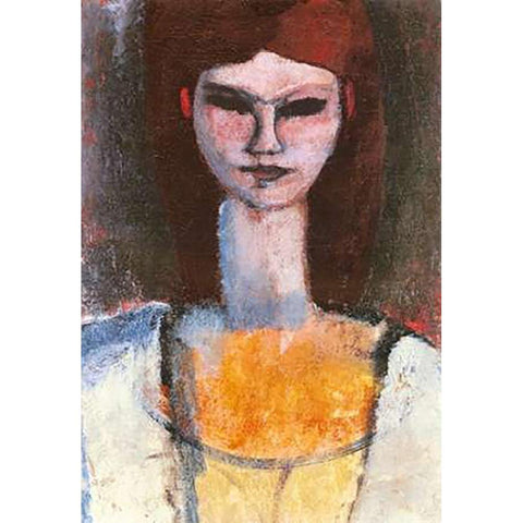 Bust Of A Young Woman Black Modern Wood Framed Art Print with Double Matting by Modigliani, Amedeo