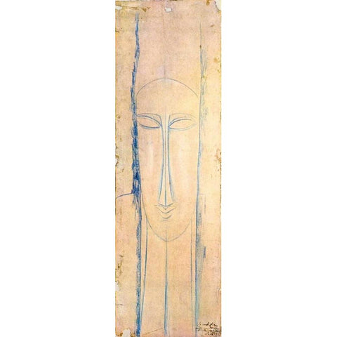 Caryatid Black Modern Wood Framed Art Print with Double Matting by Modigliani, Amedeo