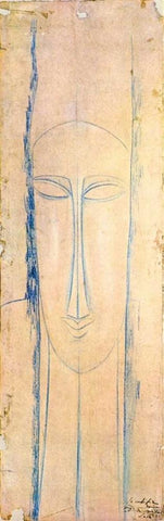 Caryatid White Modern Wood Framed Art Print with Double Matting by Modigliani, Amedeo