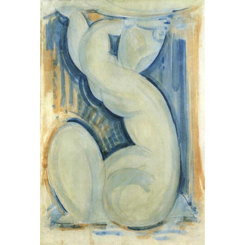 Caryatid 1 Black Modern Wood Framed Art Print by Modigliani, Amedeo