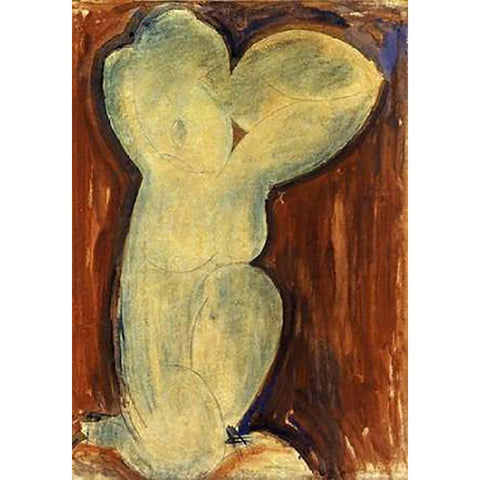 Caryatid 2 1 White Modern Wood Framed Art Print by Modigliani, Amedeo