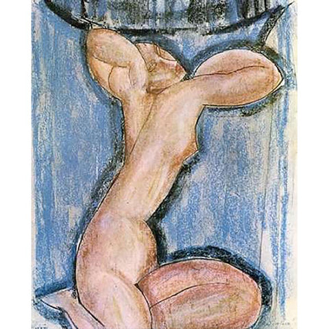 Caryatid 4 Black Modern Wood Framed Art Print by Modigliani, Amedeo