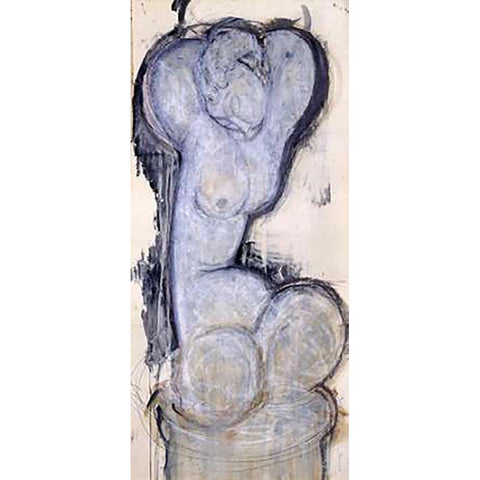 Caryatid 4 1 Black Modern Wood Framed Art Print by Modigliani, Amedeo