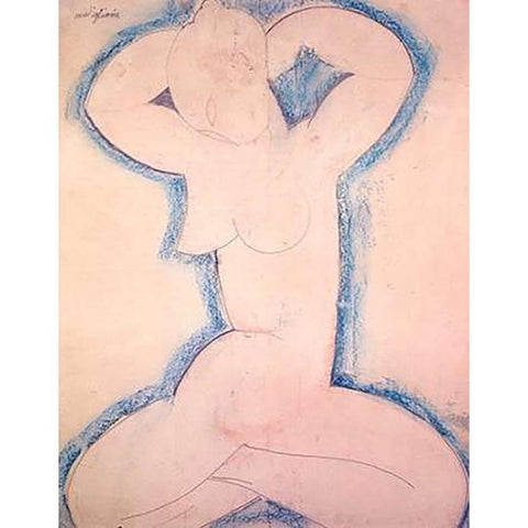 Caryatid Xx White Modern Wood Framed Art Print by Modigliani, Amedeo