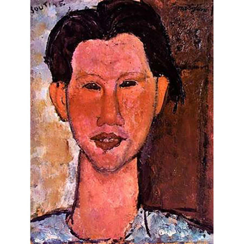 Chaim Soutine Black Modern Wood Framed Art Print with Double Matting by Modigliani, Amedeo