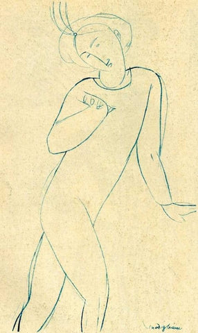 Dancer Nijinsky White Modern Wood Framed Art Print with Double Matting by Modigliani, Amedeo