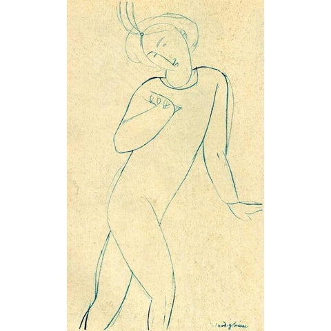 Dancer Nijinsky Black Modern Wood Framed Art Print with Double Matting by Modigliani, Amedeo