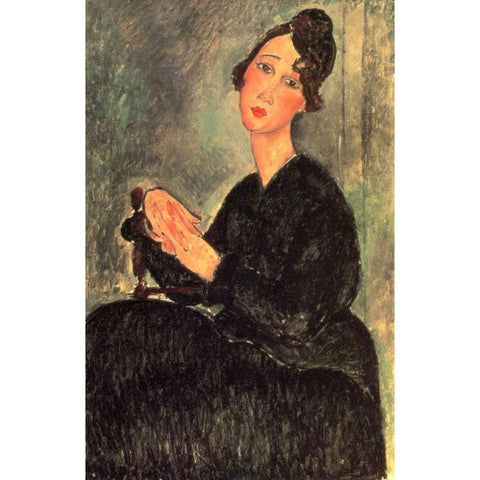 Dedie Gold Ornate Wood Framed Art Print with Double Matting by Modigliani, Amedeo