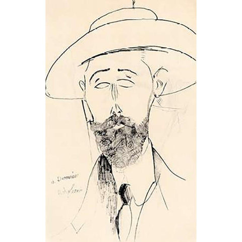 Dermee Gold Ornate Wood Framed Art Print with Double Matting by Modigliani, Amedeo