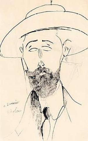 Dermee White Modern Wood Framed Art Print with Double Matting by Modigliani, Amedeo