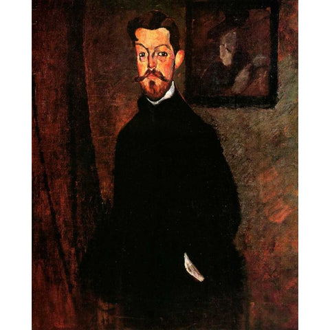 Dr Paul Alexandre Black Modern Wood Framed Art Print by Modigliani, Amedeo